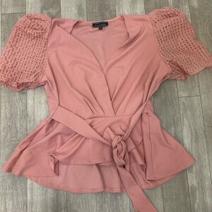 Love University Blush Pink Wrap Blouse